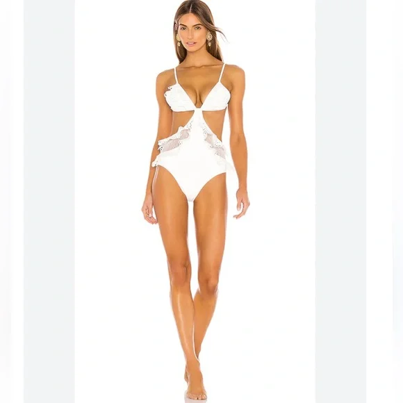 Zimmermann KIRRA LASER CUT FRILL Swim & Resort 1PC Raffle trim swimsuit sz 2-4 - Picture 5 of 17